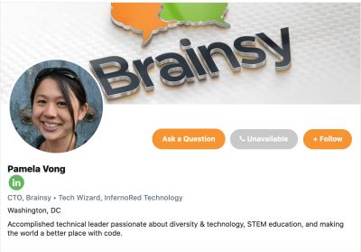 Want to learn learn about #DataIncognito mode on the Brainsy tech platform? Ask a question of our CTO, Pamela Vong.